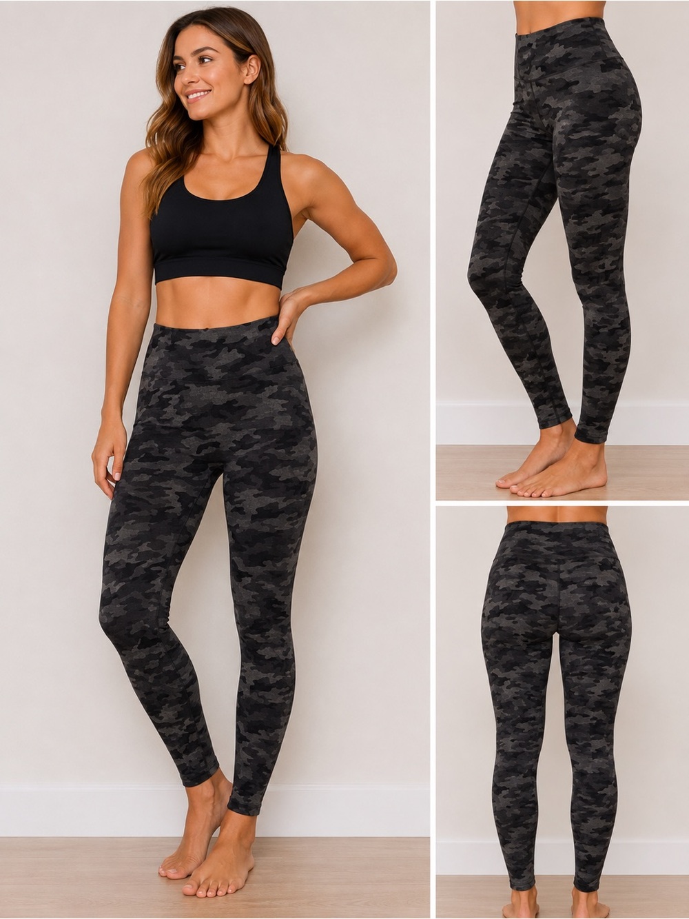 SPANX Look At Me Now Seamless Camo Leggings Black Size Small High Rise